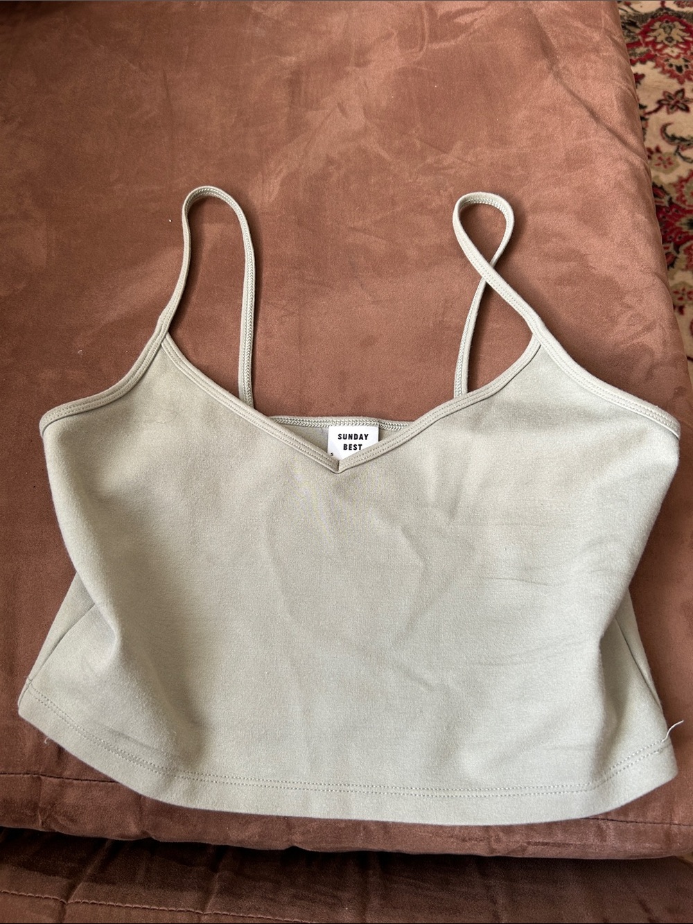 Aritzia Sage Green V-Neck Spaghetti Strap Cami